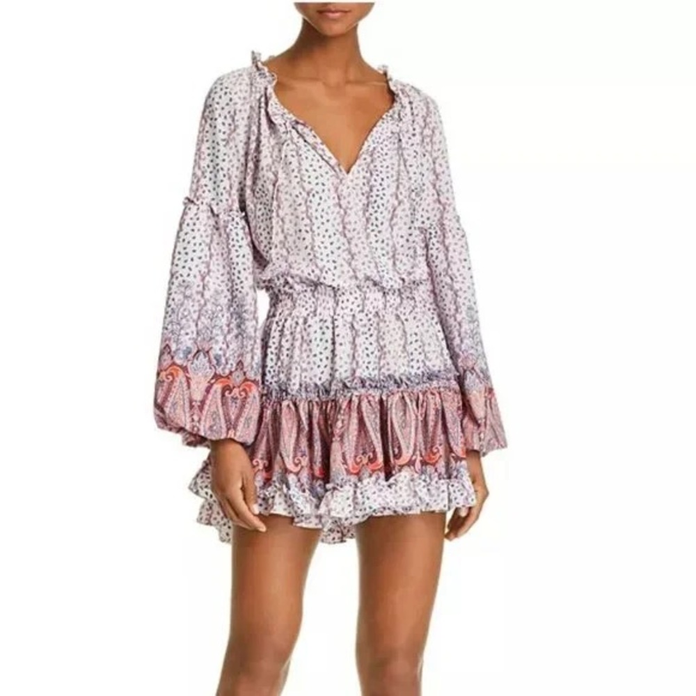 Misa Los Angeles Bohemian Ruffle Dress with Bell Sleeves